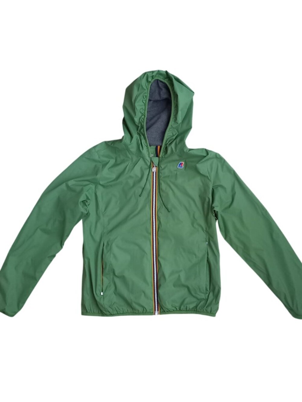 K-Way Lily Poly Jersey Green Waterproof Hooded Jacket Windbreaker - Size 6